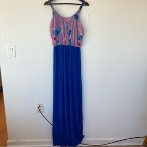 Fairy Floral blue purple Ethereal Maxi Halloween Costume Dress Made USA Gilli M